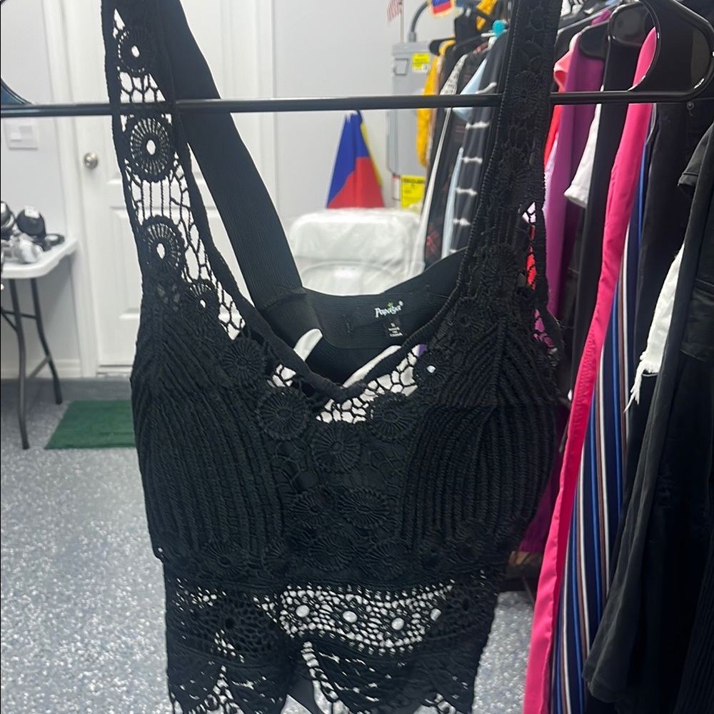 Black Lace Crop Top
